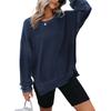Women's Crew Neck Sweatshirt Loose Batwing Long Sleeve Pullover Irregular Hem Casual Blouse
