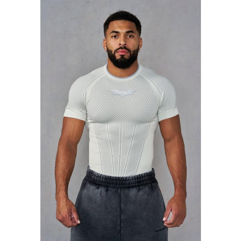 Hengyuan12 Heren Spier Quick Dry Skinny Fit Korte Mouw Atletisch T-shirt Sportschool Training Fitness Hardlopen Sport Bodybuilding Mannen Casual Shirt M