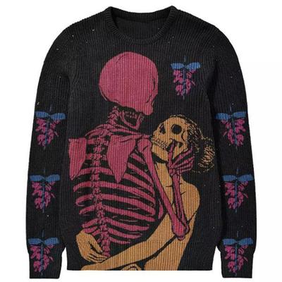 New Autumn/Winter INS Angel Skull Y2K Printed Round Neck Loose Sweater from Europe and America