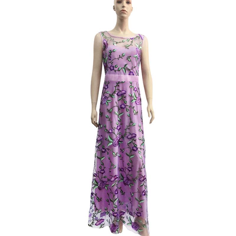 Women's Fashion Fashion Sleeveless Evening Gown Embroidery Women's Swing Dress