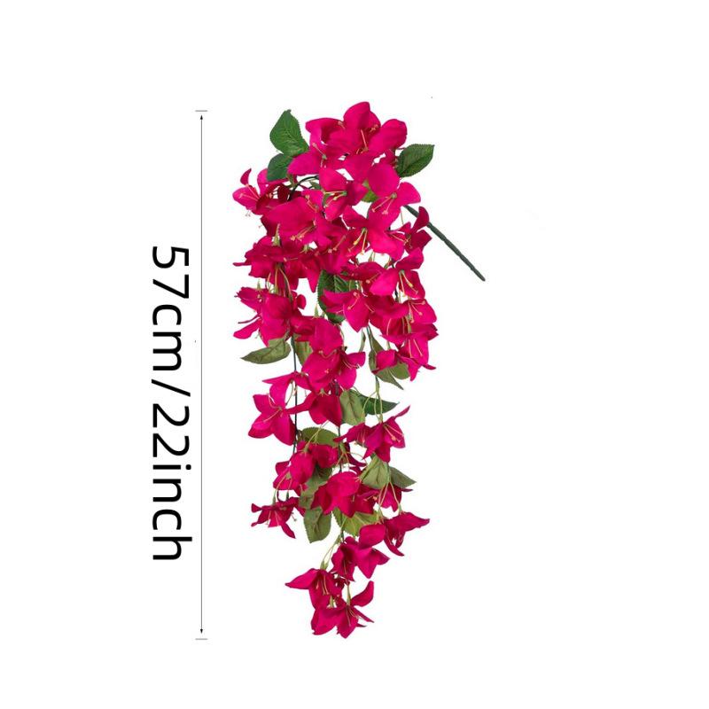 2PC Artificial Violet Flower for Wedding Party Courtyard Garden Orchid Fake Flower Leaf Vines Wall Hanging Plants Home Decoratio