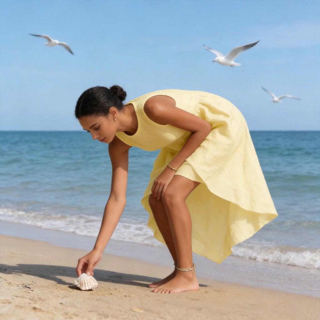 Ärmelloses Midi-Kleid aus Polyester mit unregelmäßigem Saum für Reisen und Urlaub
