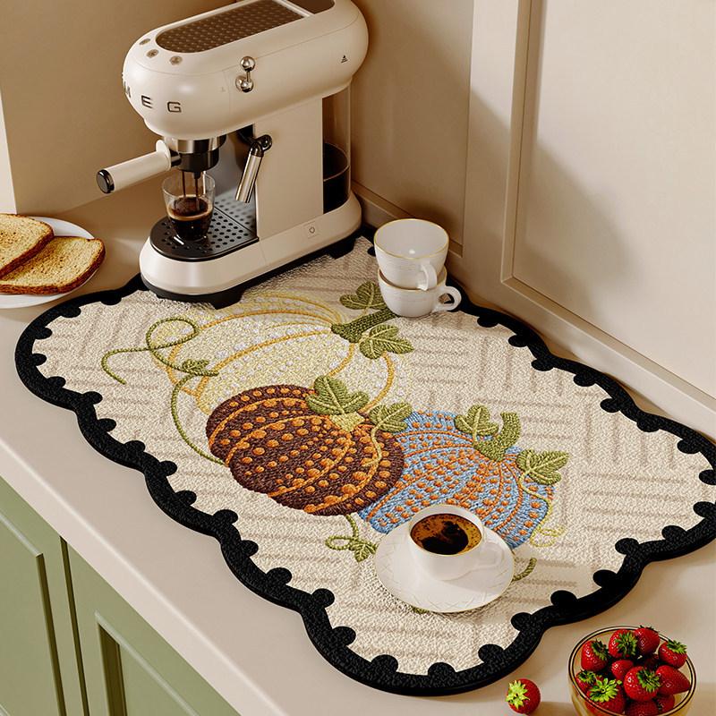 

1pcs Home Coffee Machine Mat Kitchen Countertop Protection Drain Pad Diatom Mud Absorbent Quick Drying Pads Thicken Insulated Non-slip Placemat Width 30×length 40cm