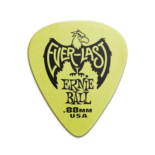 Authentic ERNIE BALL 9191 Green Everlast Teardrop Guitar Picks, 0.88mm Delrin, Green, Pack of 12
