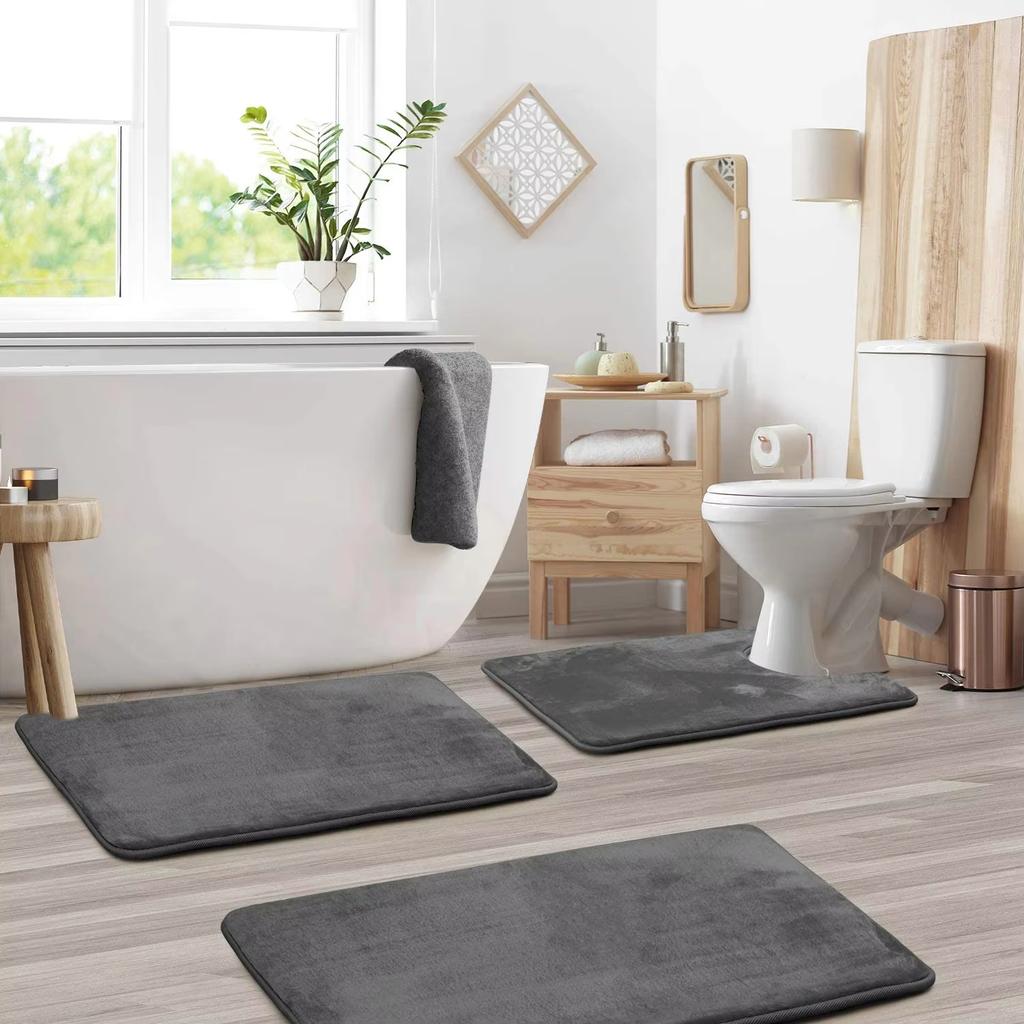 Water Absorbing Bathroom Rug Thick Memory Foam Carpet Flannel Anti-Fouling Toilet Door Floor Mat Home Decoration