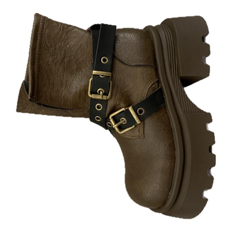 Star autumn new fashion versatile new popular casual women's shoes belt buckle Martin boots short boots