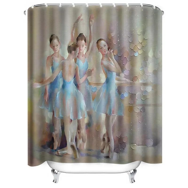 

Elegant Ballerina Shower Curtain Artistic Painting Style Home Decoration Waterproof Durable For Stylish Home Upgrade W60H190(CM)-1 Pcs