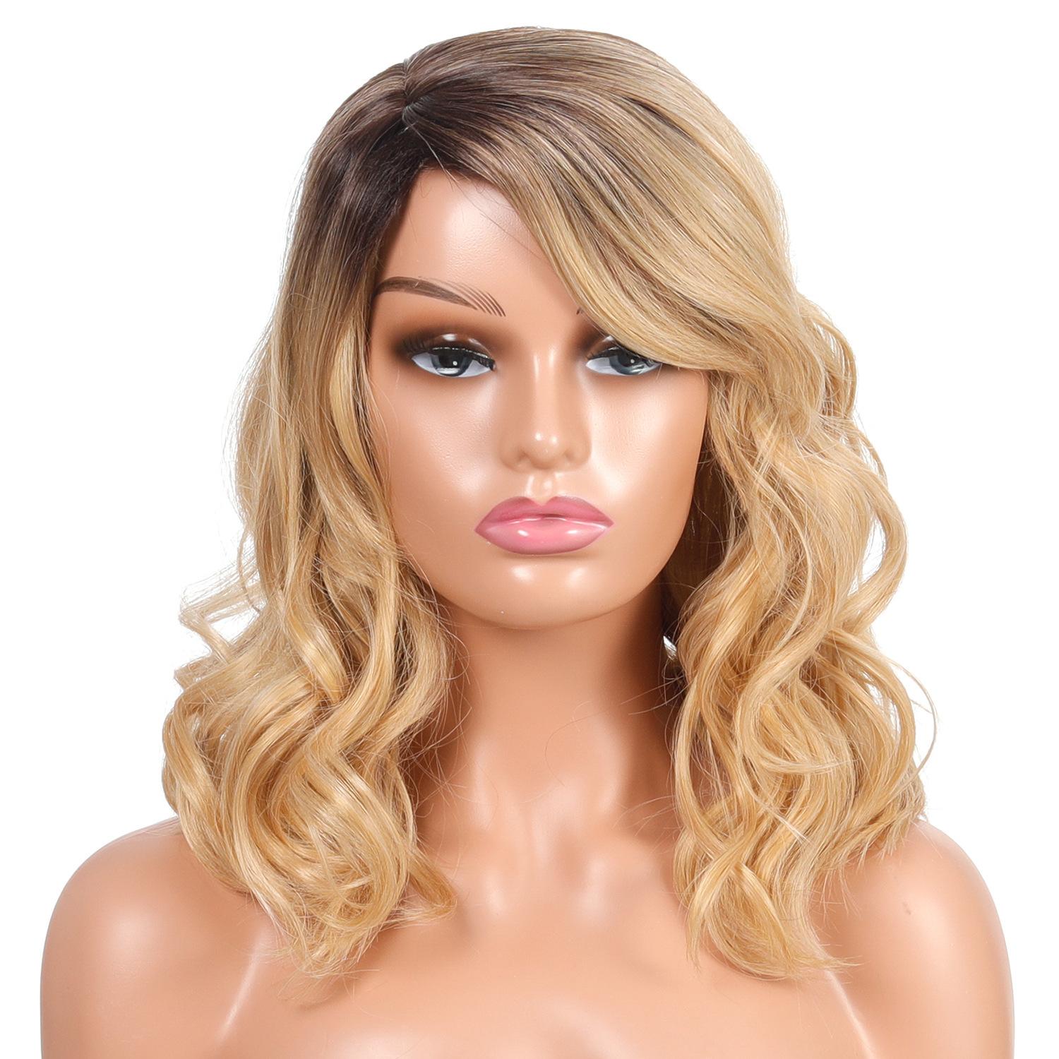 

Синтетический парик из натуральных волос, волнистые парики для женщин, цвет омбре, коричневый, блондин, черный парик, женские модные женские парики золотисто-коричневый