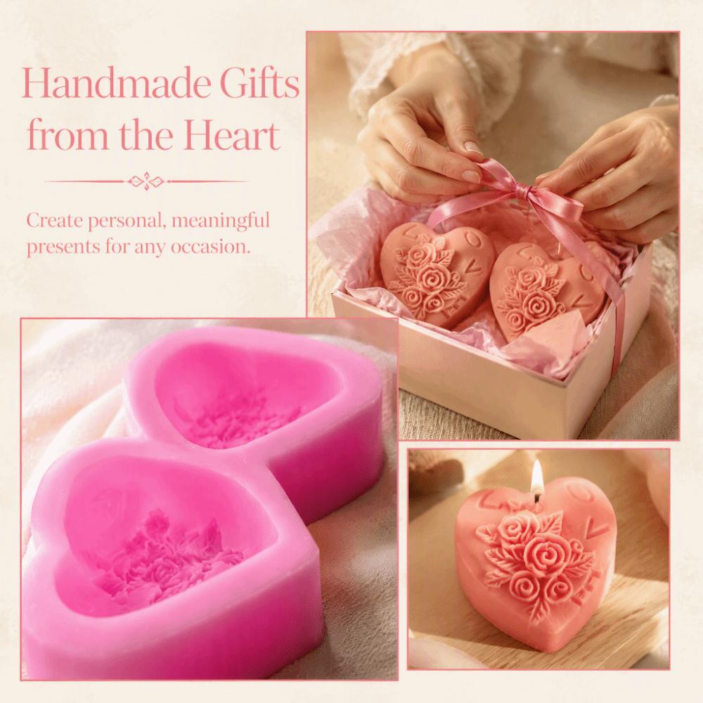 Silicone Rose Heart Silicone Mold Non Stick Soap Mold New Flower Embossing Mold  Resin Craft