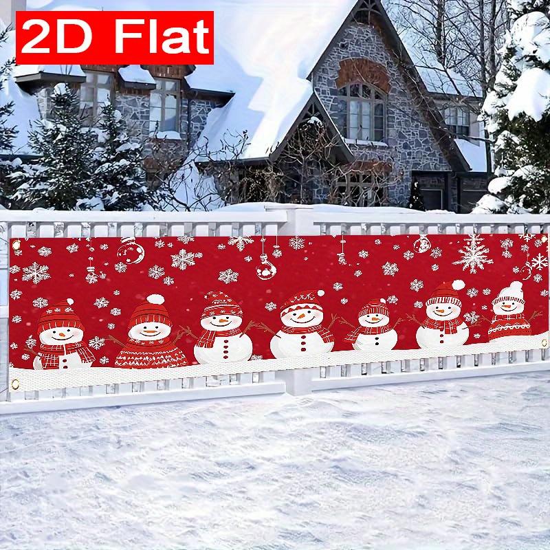 Merry Christmas Snowman Outdoor Banner, Winter Garden Fence Porch Decoration