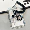 Soft Silicone Kpop Photocard Holder With Star Keychain Spring Rope ID Cards Protective Case Sliding Cover