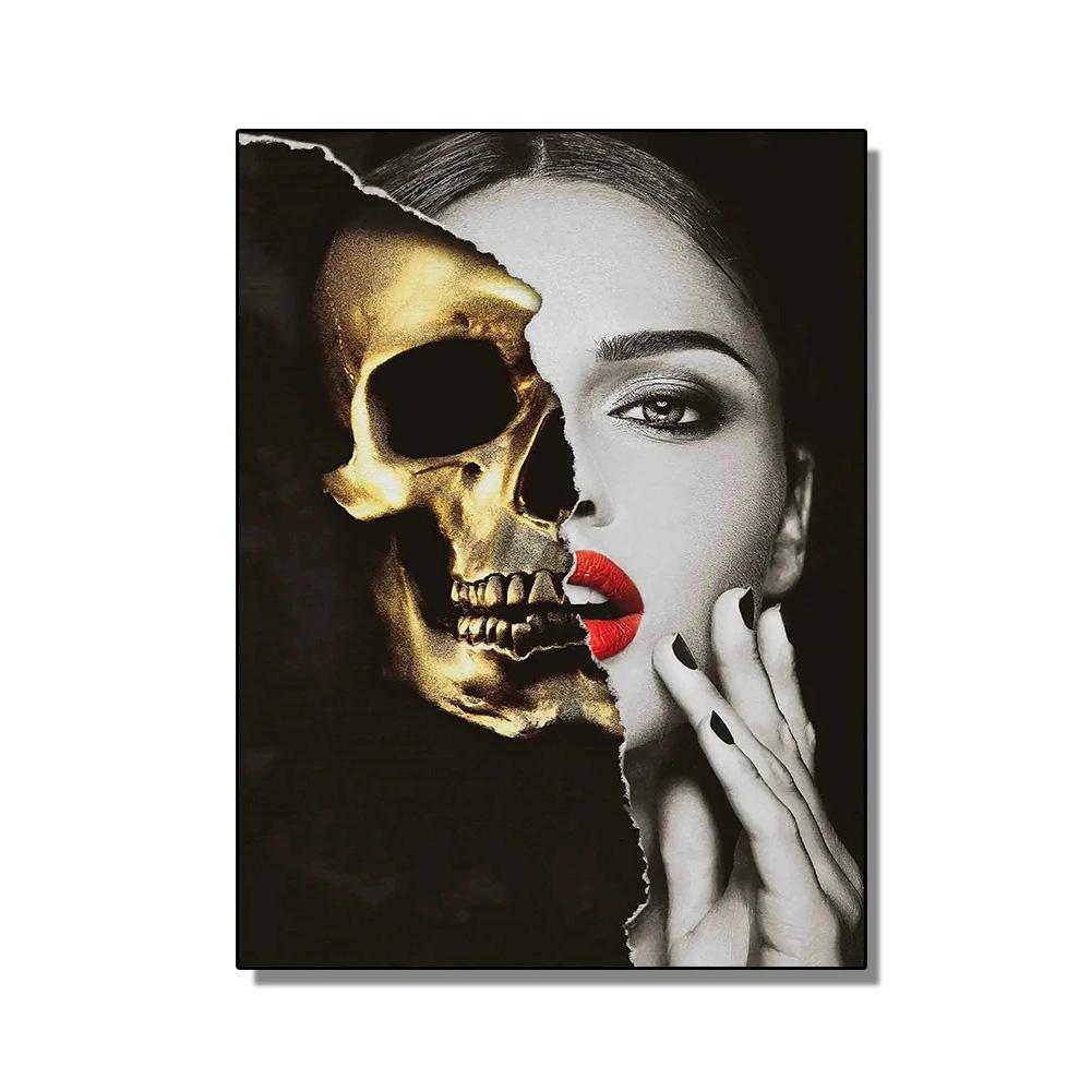 Sexy Woman Red Lips Burning Dollars Money Posters Canvas Painting Luxury Watch Fashion Wall Art Living Room Home Decor