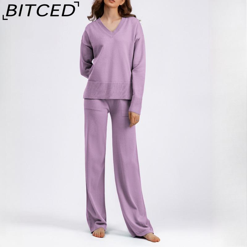 BITCED Fashion Set Women's Autumn and Winter Loose Casual Sweater Pullover Two-piece Set