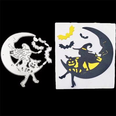 Halloween Witch and Moon Pattern Metal Cutting Dies Craft Embossing Scrapbooking Stamps for Card Making Decor Happy Halloween