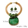 Gorgeous geometric crystal raw stone pendant choker necklace & earring set for women