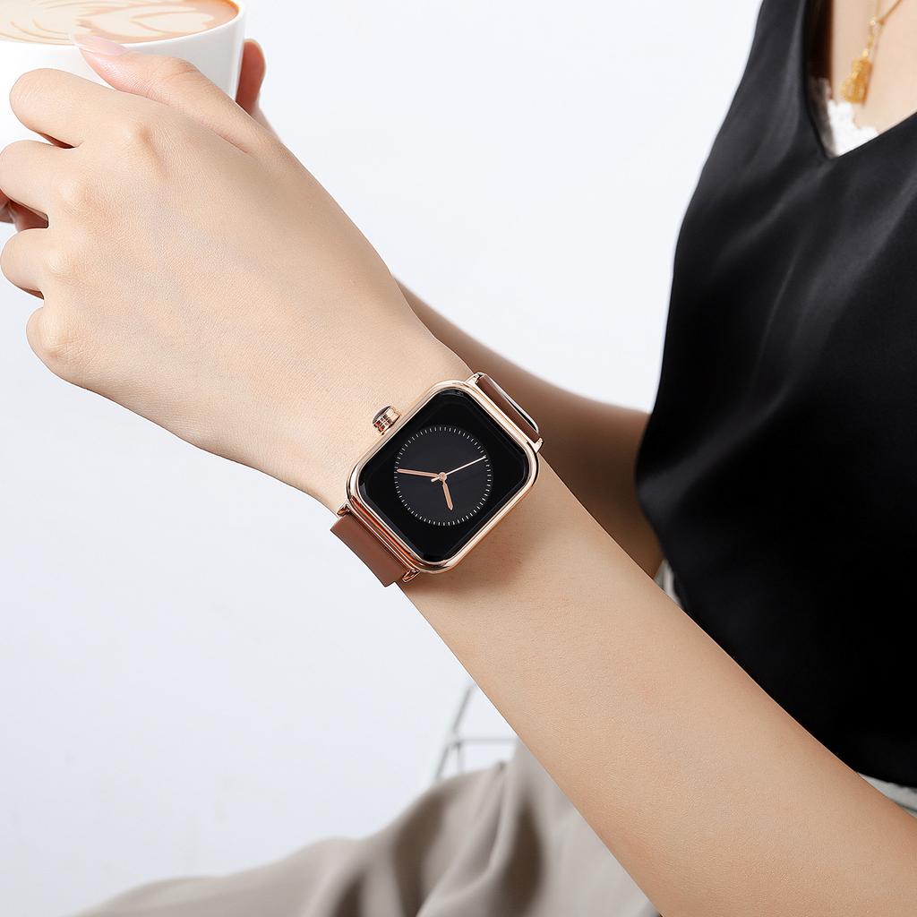 VA VA VOOM Ladies Waterproof Silicone Strap Watch Square Women's Watch Student Trend Imitation Apple Smart Large Dial Quartz Watch