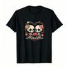 Unisex Oversized Gothic Kawaii Skeleton Heart Floral Print Tee Comfy Allseason Casual Daily Top