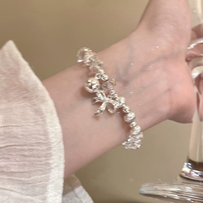 

Браслет с подвеской в виде банта из хрустального стекла, легкая роскошь, высокое чувство, нишевый дизайн, простые изысканные модные универсальные украшения