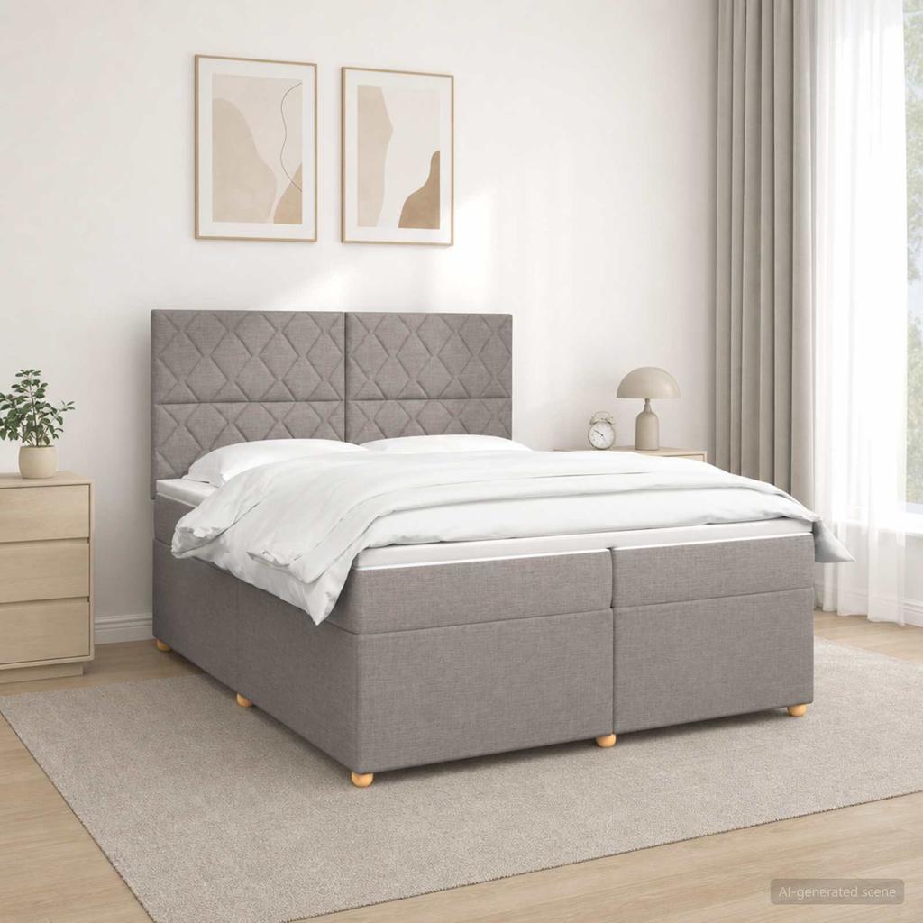 Box Spring Bed with Mattress Taupe 200 x 200 cm Fabric