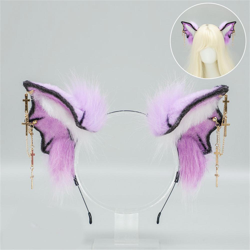 Halloween Fluffy Bat Wing Hairband Demon Cosplay Prop Subculture Animal Beast Ear Gothicism Headpiece Role Playing Headgear