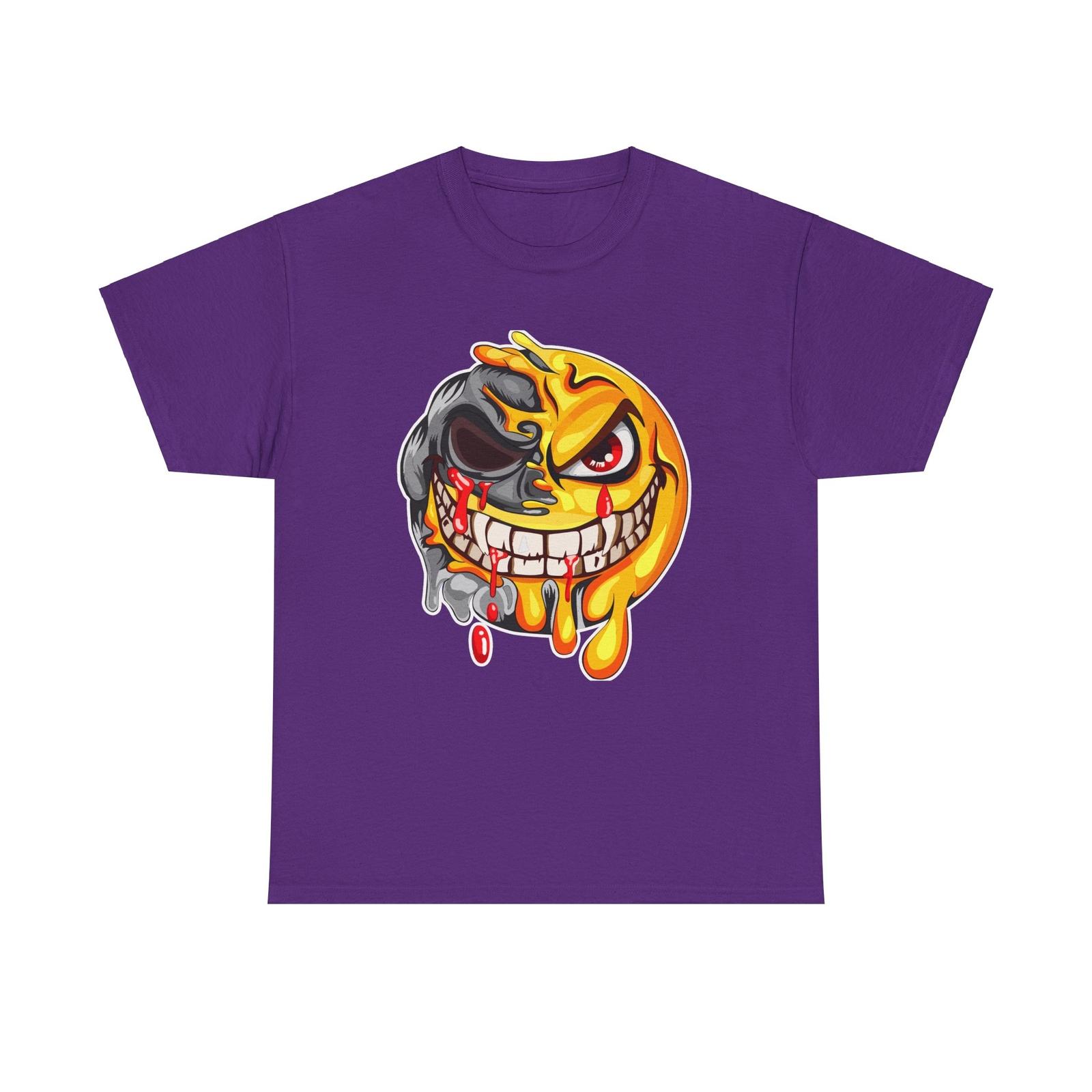 Halloween Emoji Smiley T-Shirt, Spooky Tee, Scary Shirt, Costume Party Top, S разноцветный