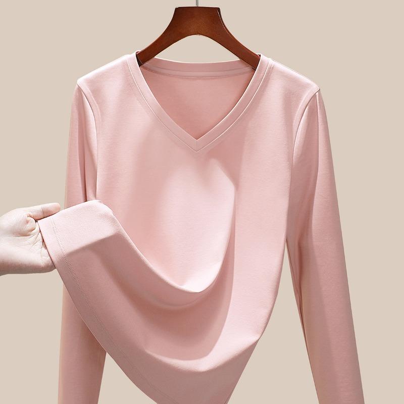 Mercerized Cotton Women's Long-sleeved Early Autumn New Khmer Bottoming Shirt Solid Color Spring and Autumn Top
