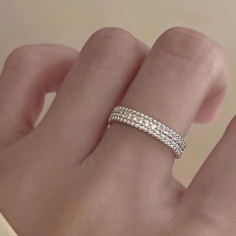 925 Silver Rings For Women Vintage Handmade Adjustable Narrow CZ Ring Fashion Band Female Bijoux Gift
