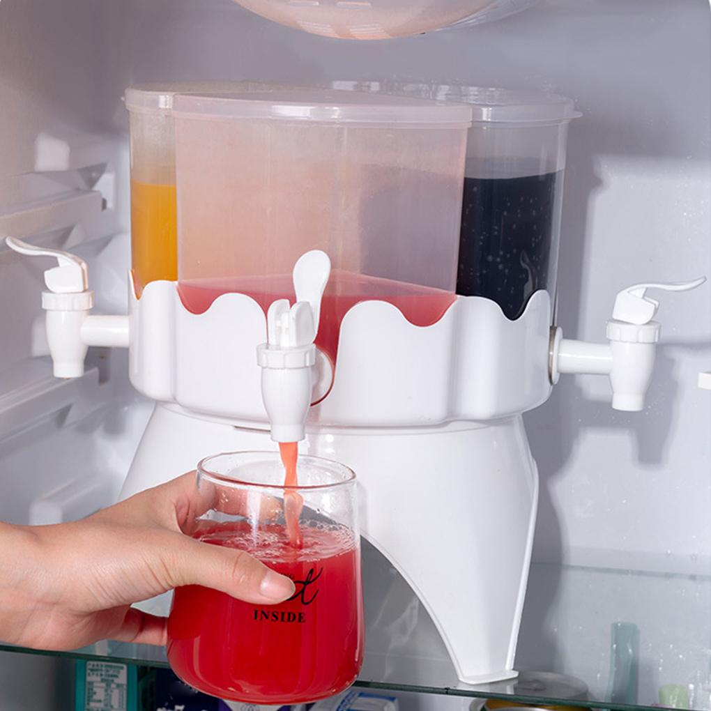 Beverage Dispenser 4L Detachable Fridge Cold Drink Dispenser Large Capacity 4 Compartment Rotating with Spigot for Tea for Home