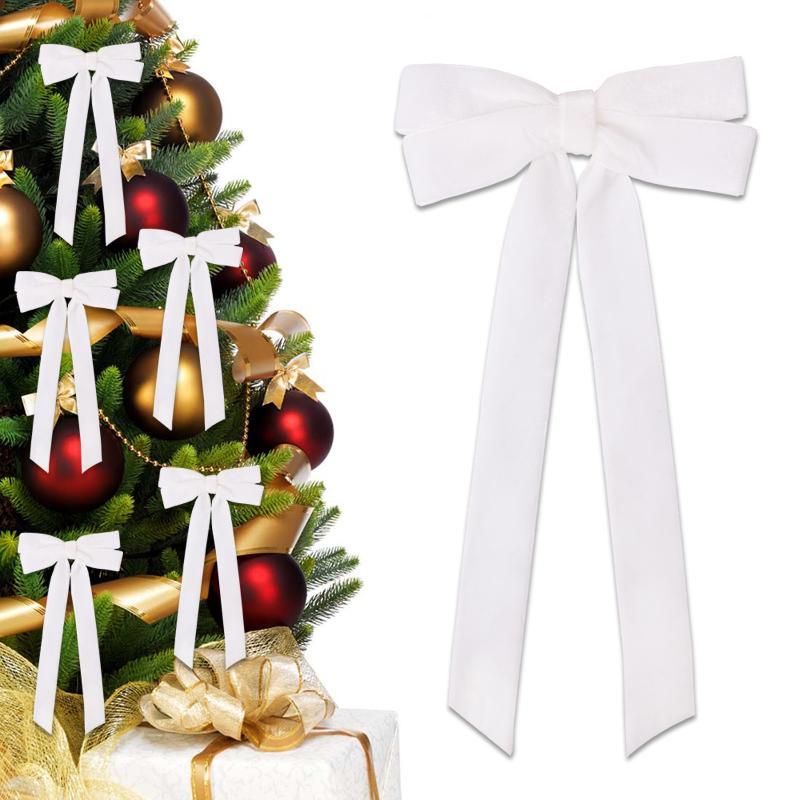 Large Red Velvet Christmas Bow Ornament Xmas Tree Hanging Decor for New Year Wedding Party Home Decoration