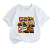 Kids Boys Girls 100% Cotton Short Sleeve Crew Neck T-Shirt, Cartoon Monster Truck Vroom Print Casual Tees for Children, Racing Vehicle Graphic Cute Su