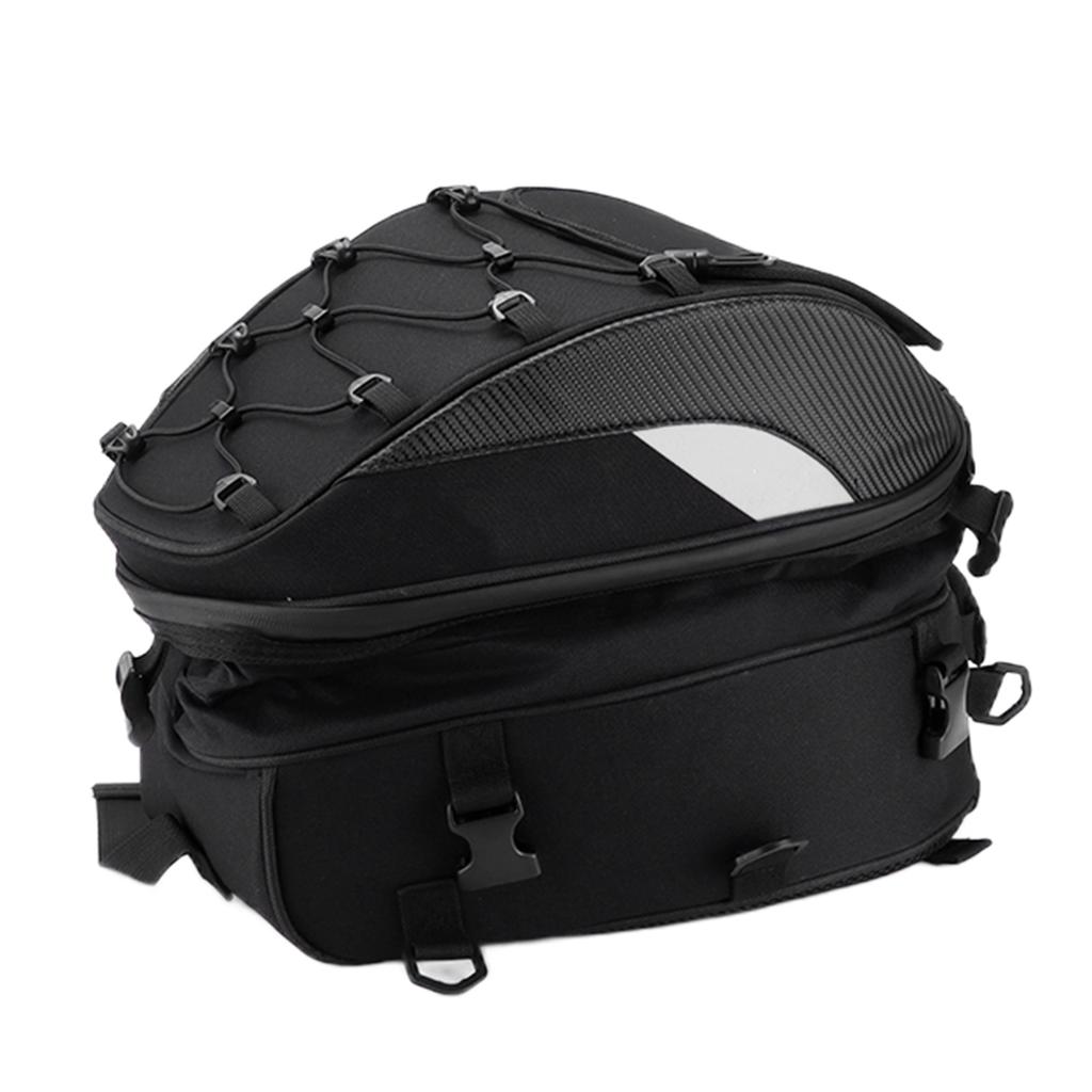 Motorcycle Rear Seat Bag Pack Waterproof Oxford Cloth HighDensity Woven Reflective Universal(White )