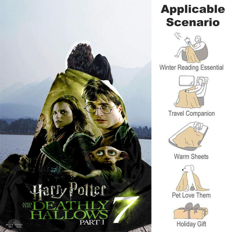 Harry Potter and the Deathly Hallows Part 1 Poster PrintPrint Blanket, Soft Blanket For Sofa Office Bed And Travelling Daughter Birthday Gif
