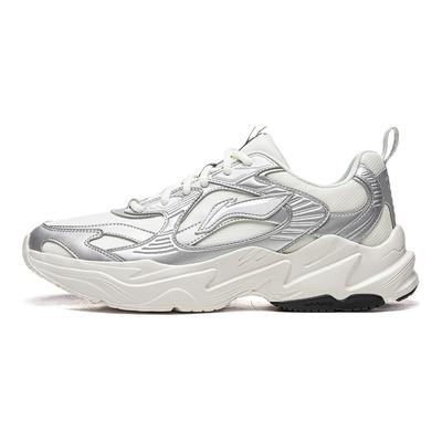 Li Ning Sports Life Collection Fashion Trend Cushioning Rebound Low Top Casual Shoes Men's Beige Silver AGLV173-2