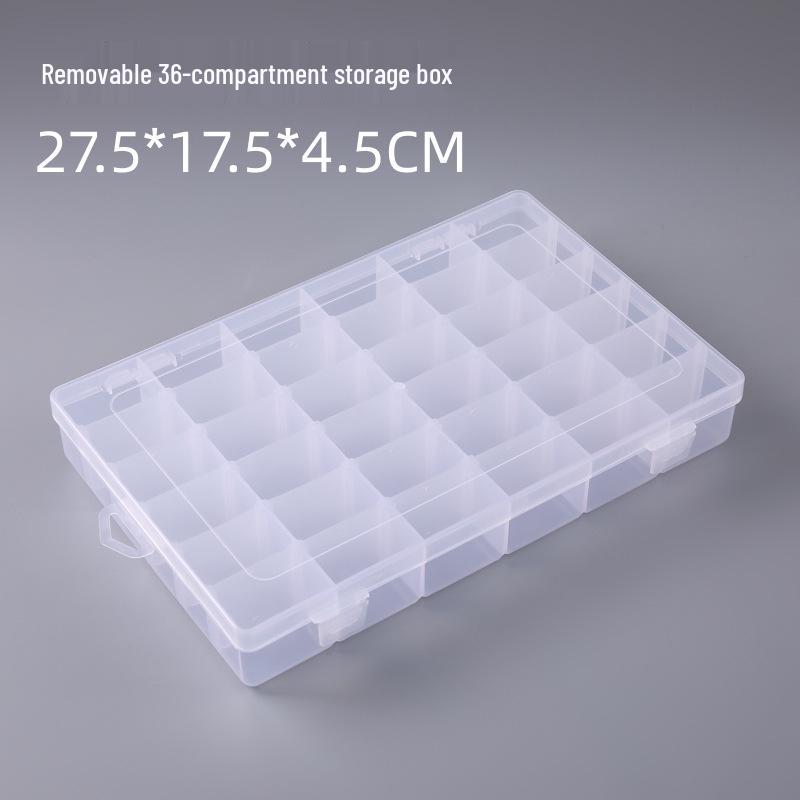 36-Compartment Transparent Plastic Organizer for Jewelry, Tools, DIY, Rubber Bands, Fish Hooks