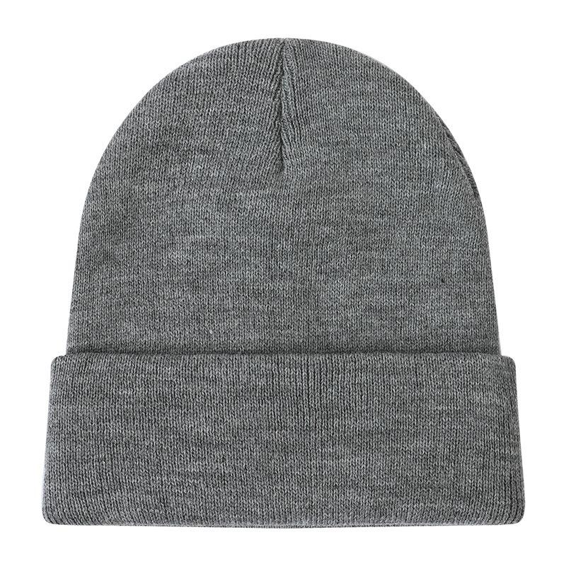 Solid Color Knitted Hat Printing O Autumn and Winter Warm and Cold-proof Versatile High Elastic Sleeve Cold Hat Man
