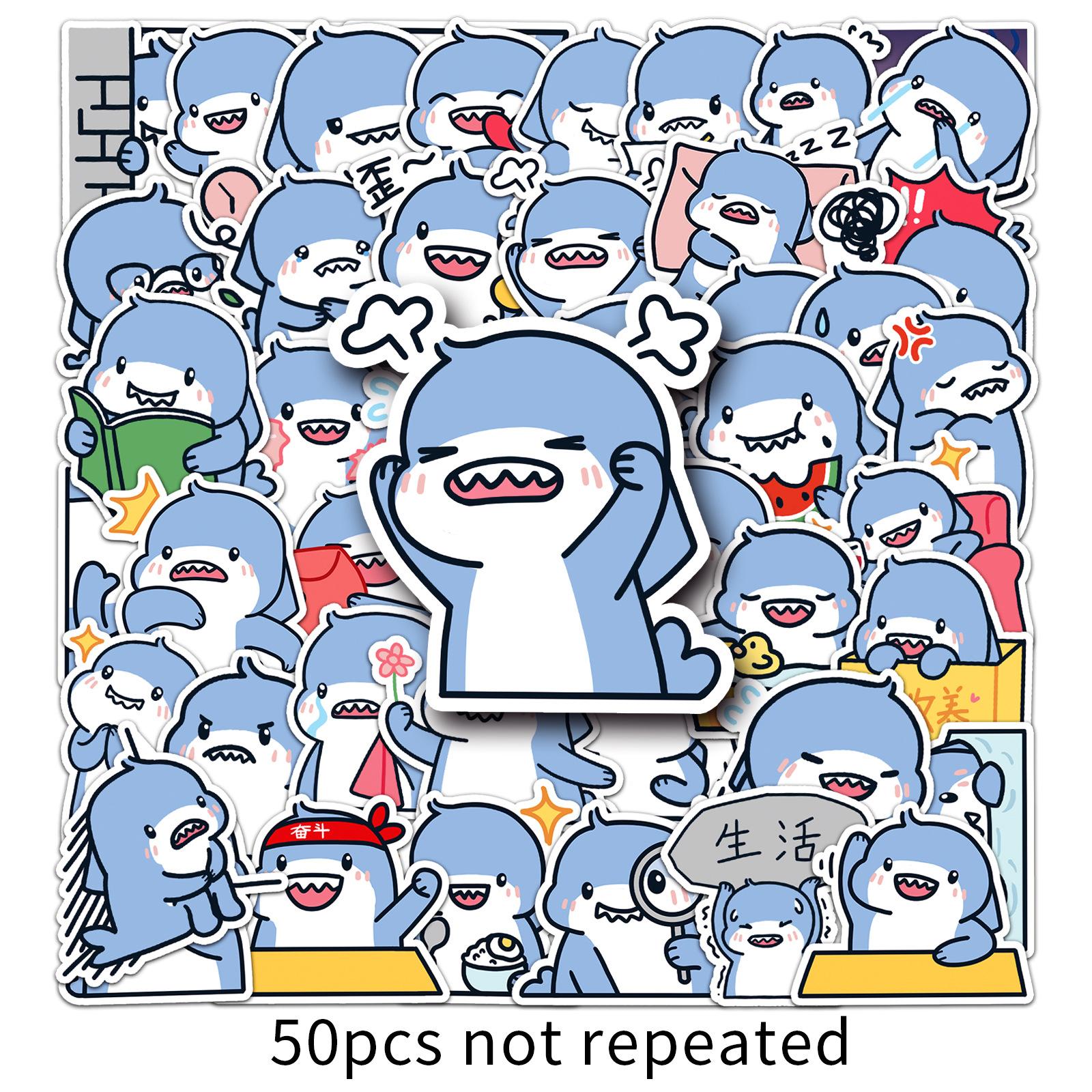 

50 Cartoon Fat Shark Doodle Cute Gulka Children s Rewards Decorative Mobile Phone Case Suitcase Stickers