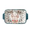 Creative Cute Cartoon Ceramic Binaural Baking Pan Restaurant Household Microwave Oven Cheese Baked Rice Plate Vegetable Plate Western Food Baking Bowl