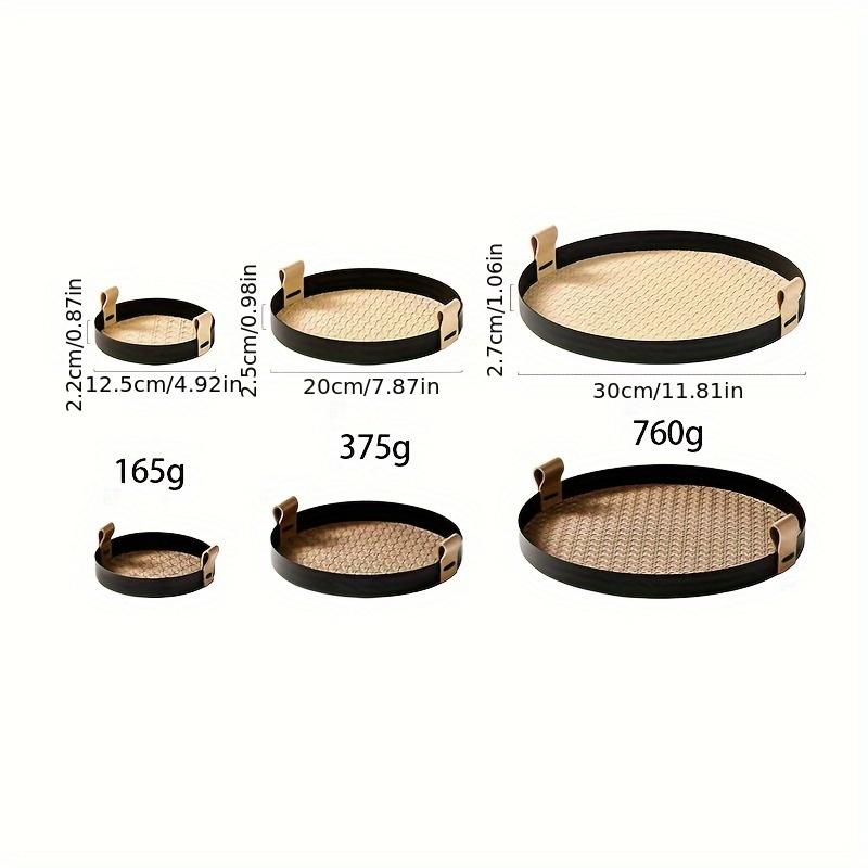 Nordic Round Jewelry Tray Woven Leather Storage Tray Living Room Kitchen Desktop Cosmetic Sundries Plate Home Decoration