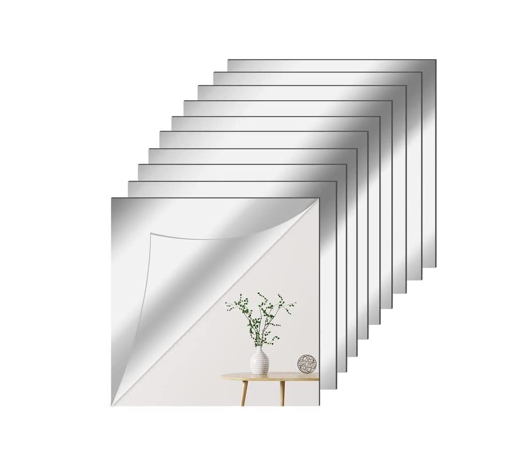 

Акриловые зеркальные плитки Набор из 10 Небьющиеся наклейки на стену Зеркала, устойчивые к осколкам Полноростовые зеркала для самостоятельной сборки Легкие, безопасные и простые в установке