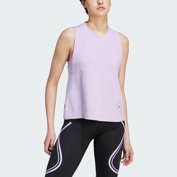 Adidas X Colaboración Stella McCartney Chaleco Deportivo de Cuello Redondo con Logo Sólido para Mujer Tops Rosa Morado IA1513