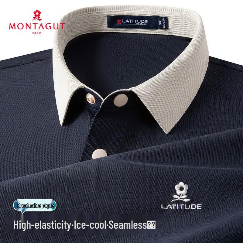 MONTAGUT Men s Breathable Seamless Stretch Pique Polo Shirt 52