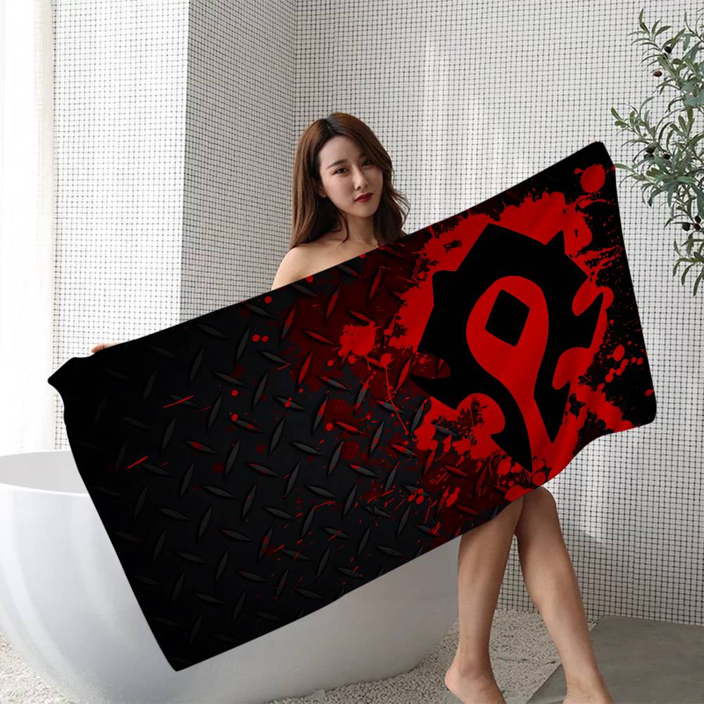 W-World-Of-Warcraft Epic-Fantasy-MMO Microfiber Printed Beach Towel Mountain Climbing Yoga Beach Running Absorbent Soft Towel