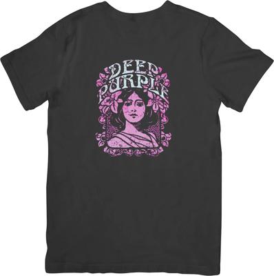 T-shirt en coton de qualité coupe unisexe pour hommes et femmes Deep Purple Music Noir