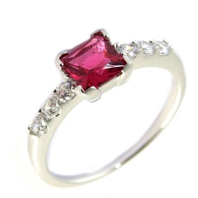 Silver Ring 'Sissi' White Ruby (rhodium)