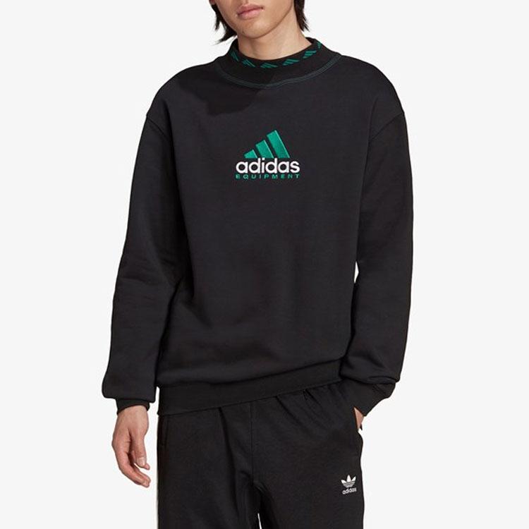 Adidas Originals EQT Logo Embroidered Sport Crew Neck Sweatshirt Men Sweatshirt Black HG8096