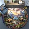 Dinosaur Landscape Round Area Rug,Carpet Rug for Living Room Bedroom Sofa Playroom Decor,Non-slip Floor Mat