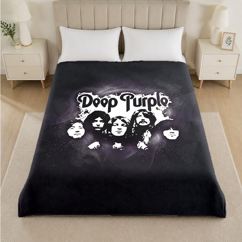 Deep Purple Print Flannel Blanket Cozy Lightweight Plush Throw Blanket For Bed Sofa Household Use