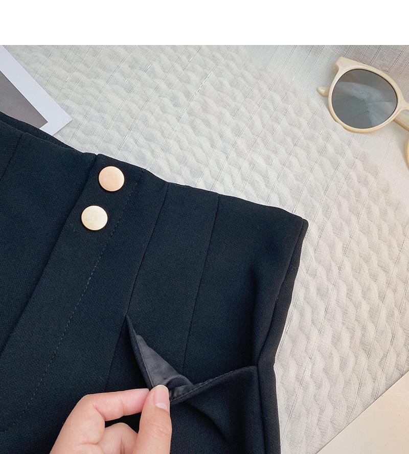 2024 Summer Korean Design High-Waisted Black A-Line Wide-Leg Pants