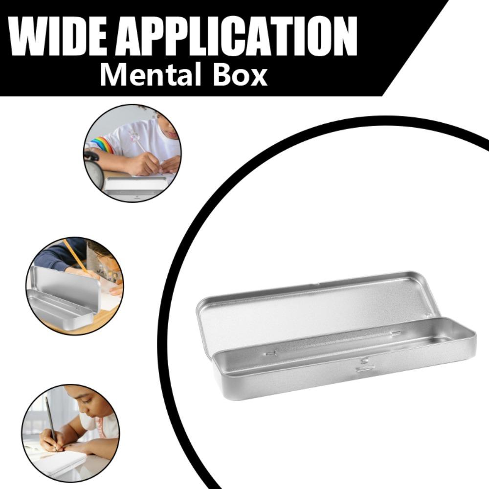 

DIY Pencilcase Student Pen Case Silver Storage Box Iron Box School Supply