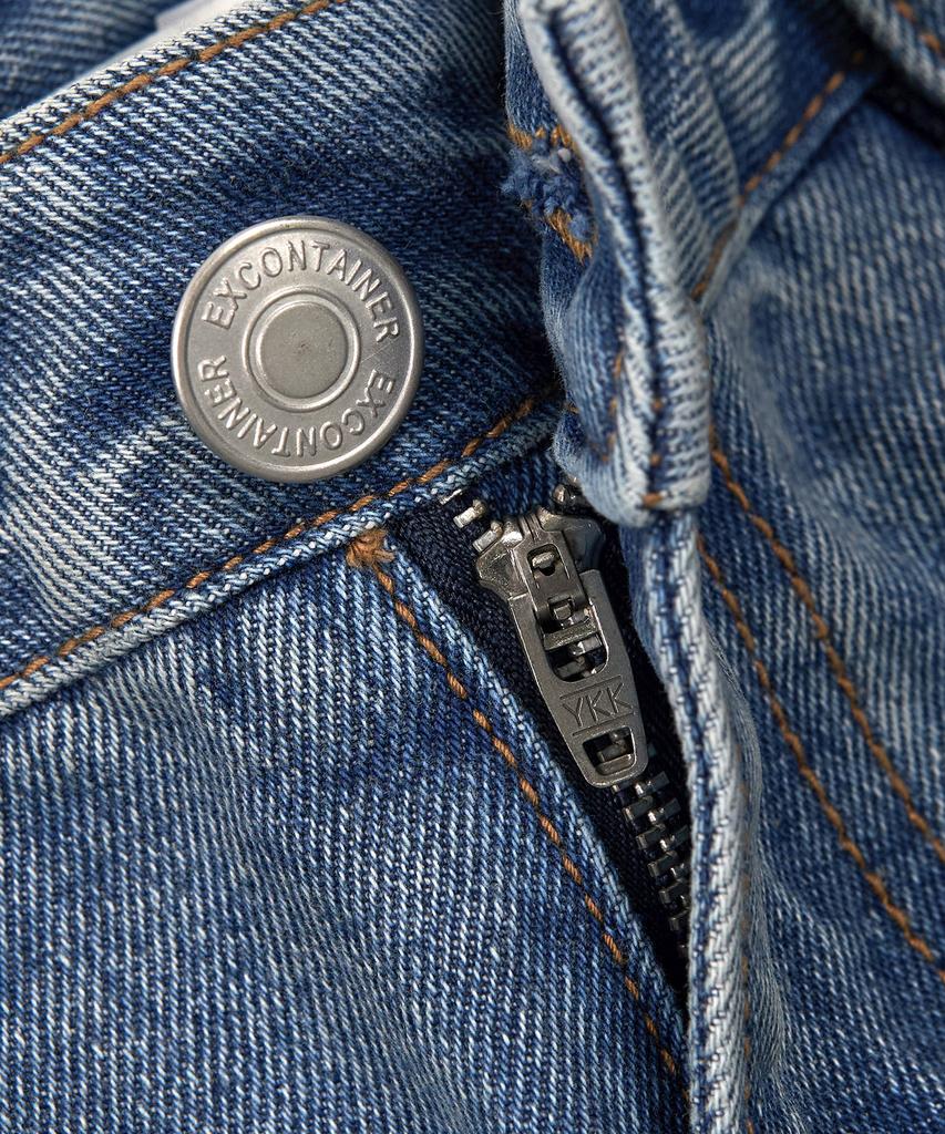 EXCONTAINER Incision Bermuda Denim Pants (Blue)